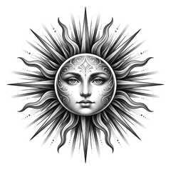 Black & grey sun tattoo design