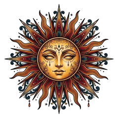 Neo-traditional sun tattoo design