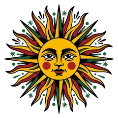 Traditional sun tattoo design