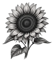 Black & grey sunflower tattoo design
