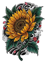 Japanese sunflower tattoo design