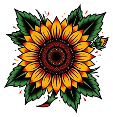 Traditional sunflower tattoo design