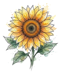 Watercolor sunflower tattoo design