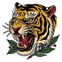 Traditional tiger tattoo design