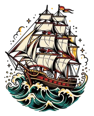 Traditional ship tattoo design