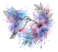 Watercolor hummingbird tattoo design