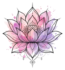 Watercolor lotus tattoo design