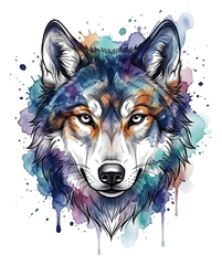 Watercolor wolf tattoo design